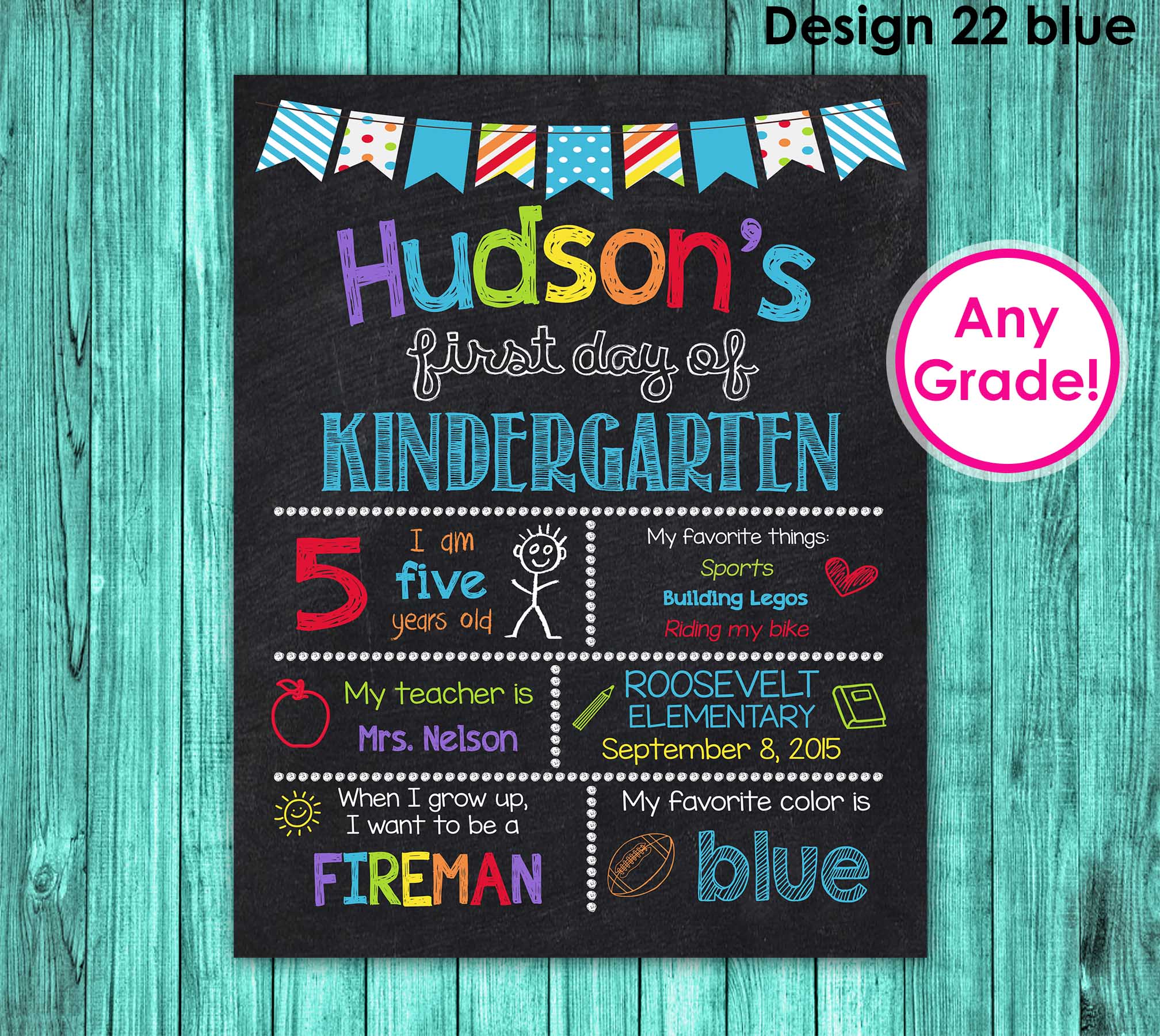 Custom First Day Of School Sign - Wooden Ruler Photo Prop For Pre-K Through 12th Grade With Name