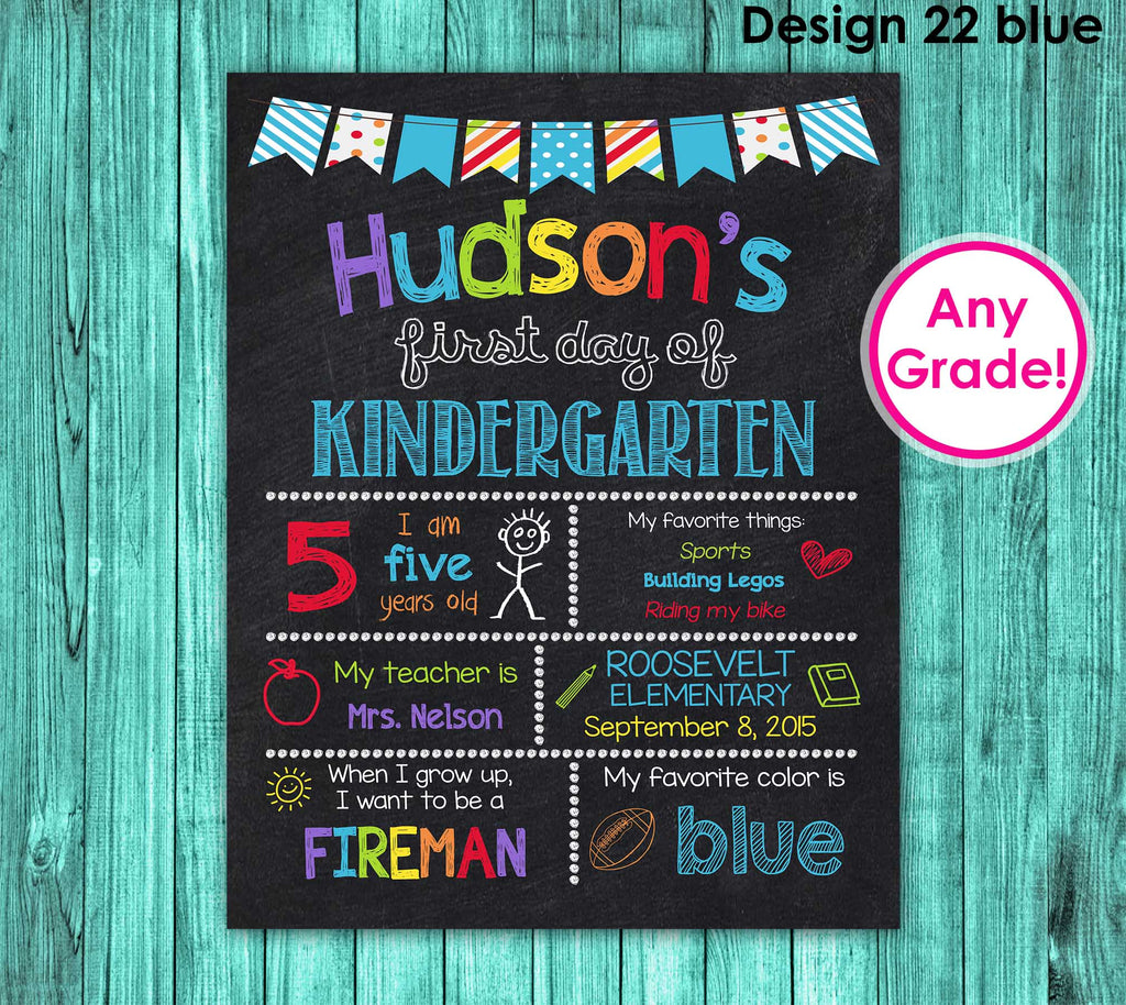 First Day of First Grade Sign, First Day of School Chalkboard Sign ...
