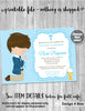 First Communion Invitation Boy, PRINTABLE Boy First Communion Invitations, Digital First Holy Communion Party Invites Blue Personalized
