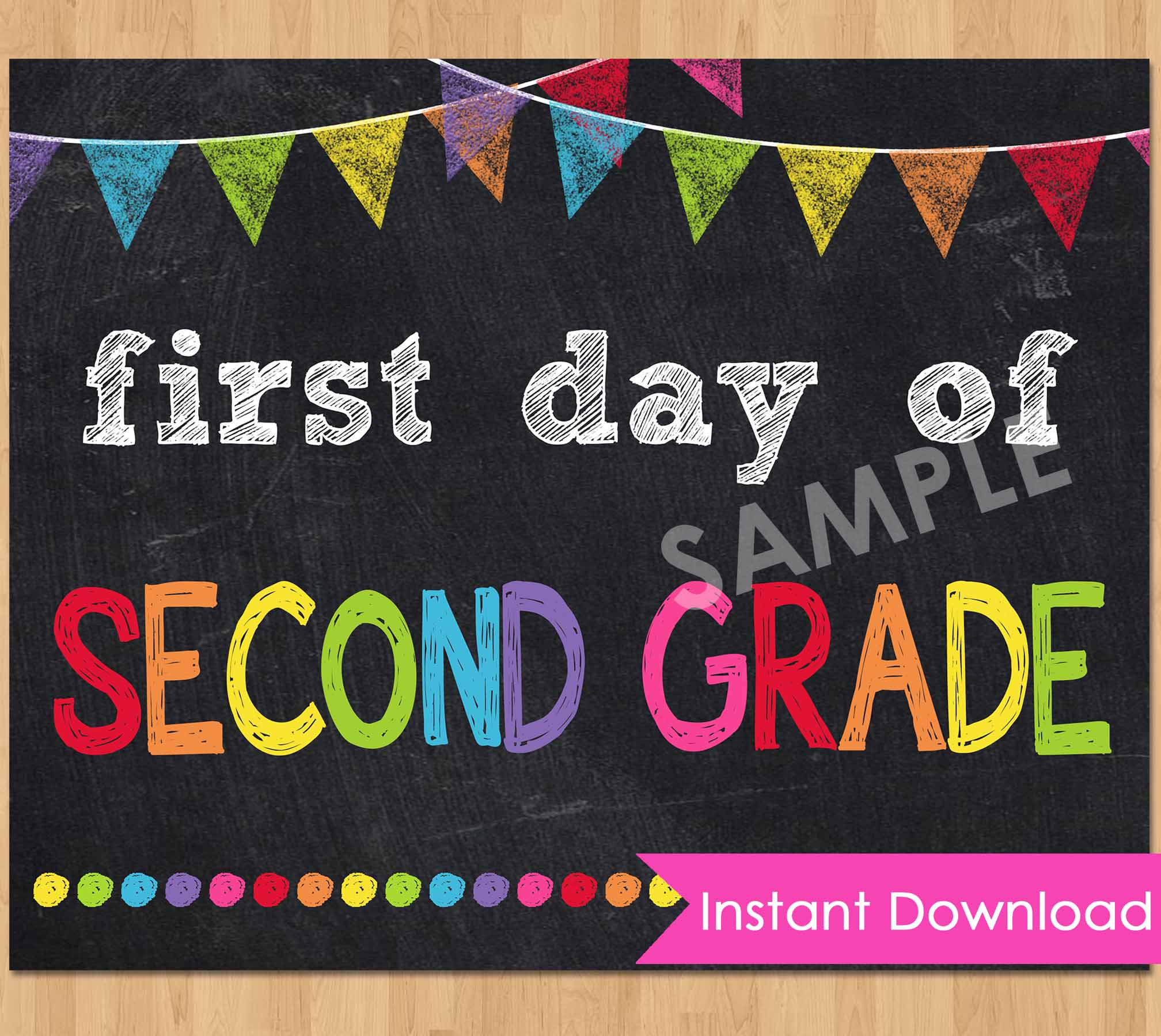 First Day of School Second Grade Back to School sign dots INSTANT DOWNLOAD first day of second grade sign instant download, 2nd grade back to