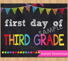 First Day of Third Grade Sign Back to School Chalkboard Poster Printable