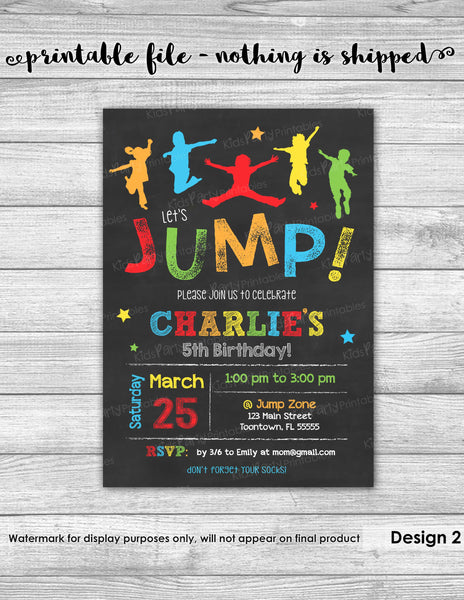JUMP Invitation, PRINTABLE JUMP Birthday Invitation, Jump Party Invitation, Bounce House Birthday Invitation, Trampoline Invitation Boy Girl