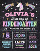 Unicorn First Day of School Sign, 1st Day of Kindergarten Chalkboard Sign Printable