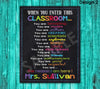When You Enter This Classroom Sign, Classroom Rules Sign Poster Printable, Teacher Classroom Decor Door Sign Gifts Appreciation Decoration