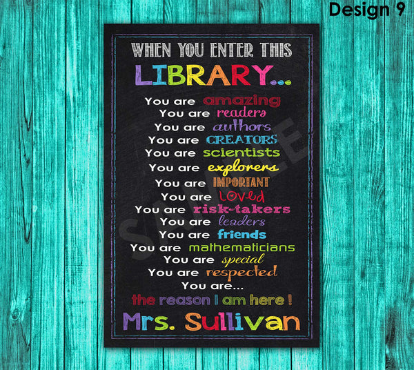 Library Sign, Library Decor, Librarian Gift, Library Rules, Library Art Poster Print, Printable Decoration Subway Art, Back to School Sign